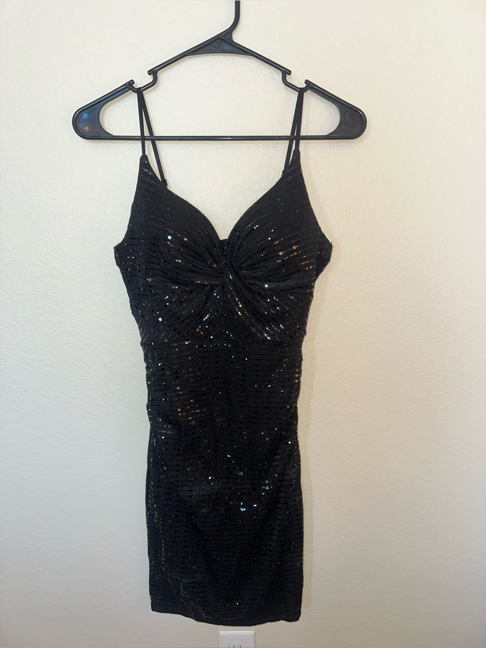 Love Nickie Lew Tight V-Neck Black Sequin Dress